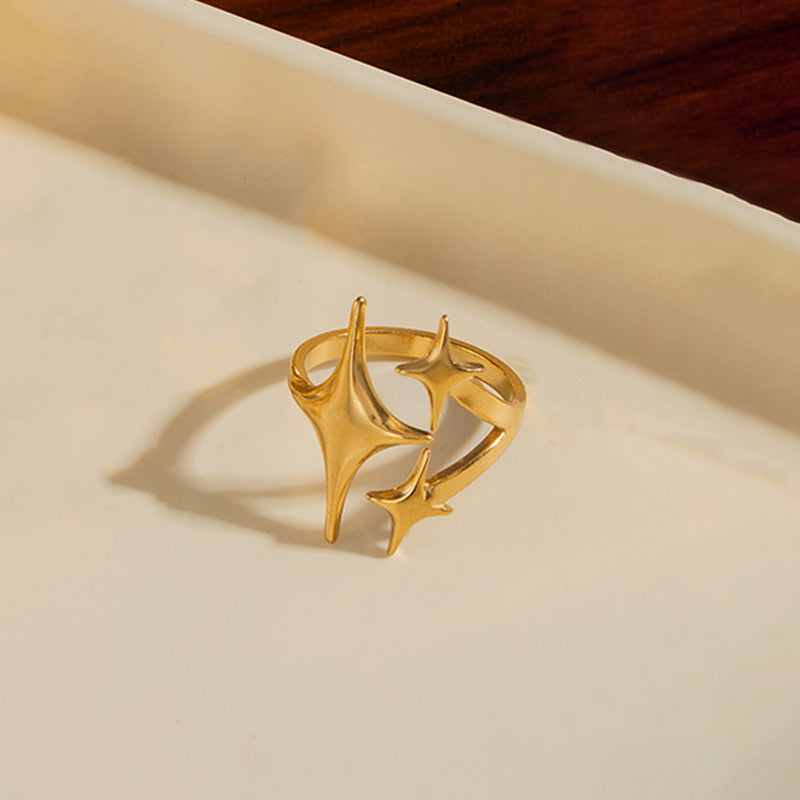 Gold Plated Anti Tarnish Stainless Steel Star Themed Ring