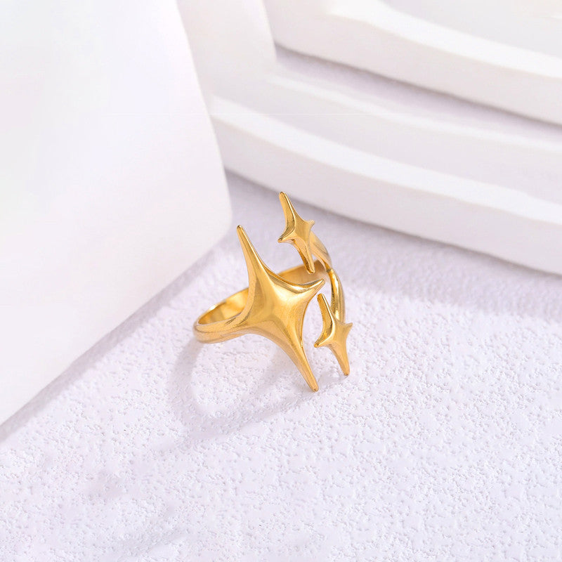 Gold Plated Anti Tarnish Stainless Steel Star Themed Ring