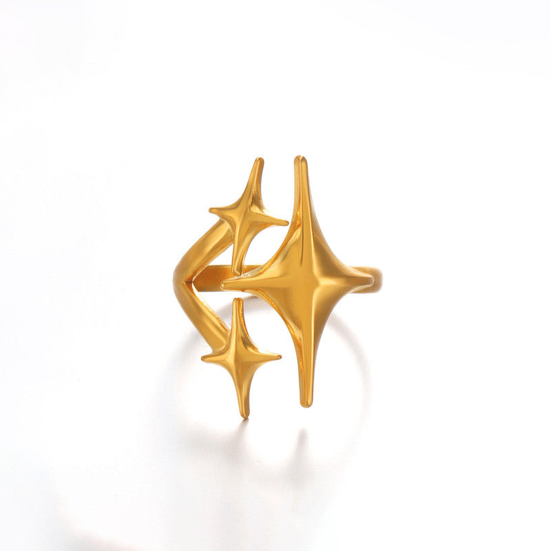 Gold Plated Anti Tarnish Stainless Steel Star Themed Ring