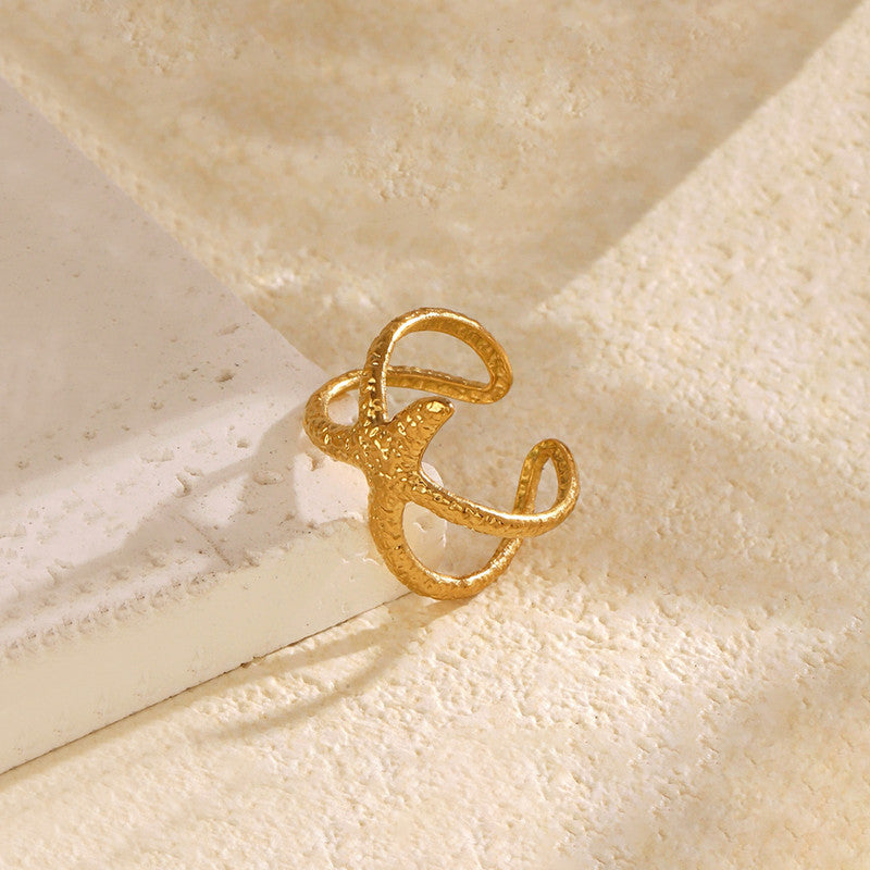 Gold Plated Anti Tarnish Stainless Steel Star Themed Contemporary Ring