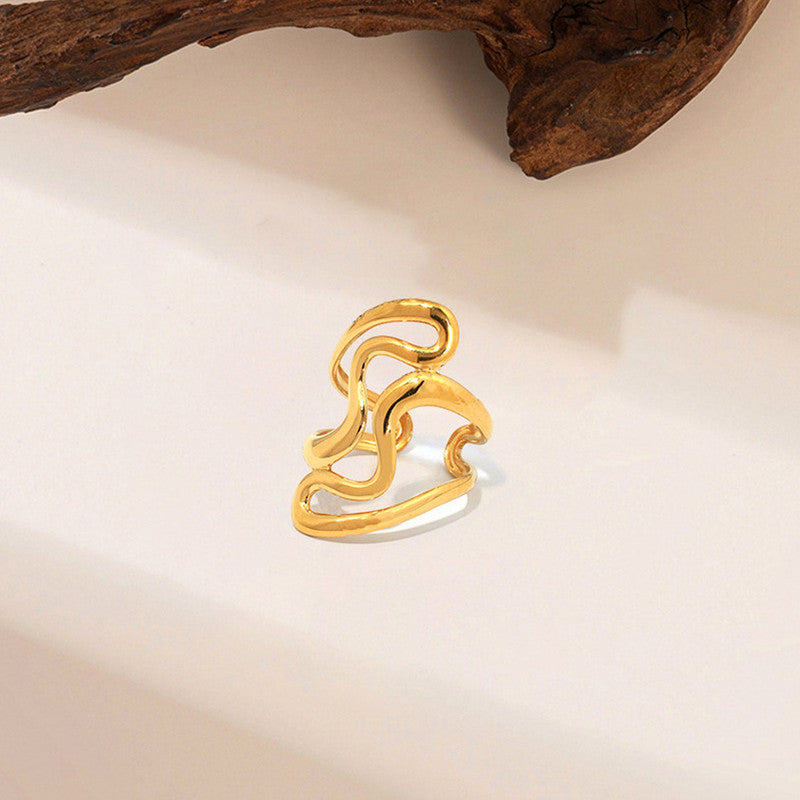 Gold Plated Anti Tarnish Stainless Steel Irregular Contemporary Ring