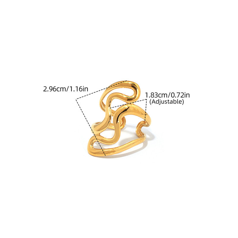 Gold Plated Anti Tarnish Stainless Steel Irregular Contemporary Ring