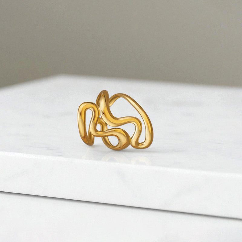 Gold Plated Anti Tarnish Stainless Steel Irregular Contemporary Ring