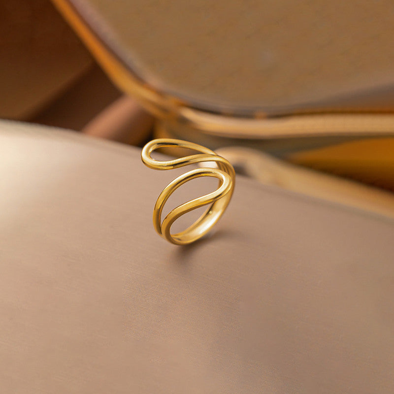 Gold Plated Anti Tarnish Stainless Steel Contemporary Adjustable Finger Ring