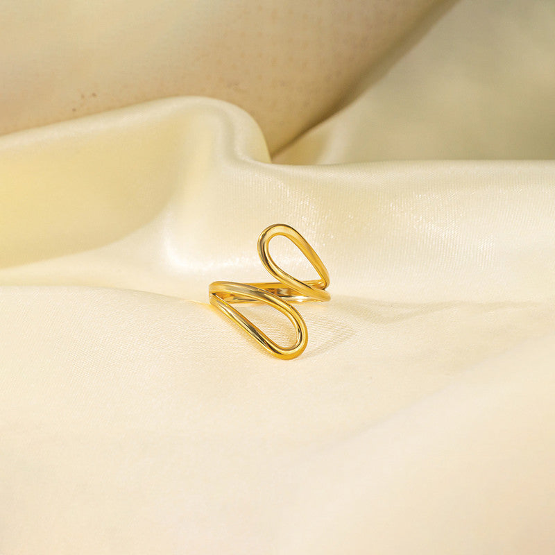 Gold Plated Anti Tarnish Stainless Steel Contemporary Adjustable Finger Ring