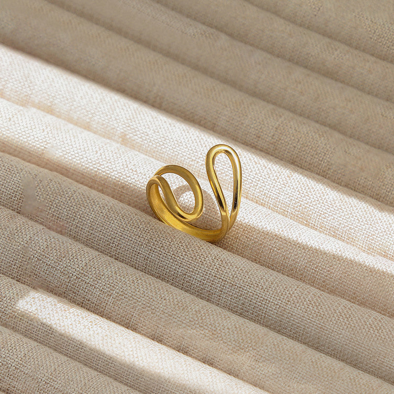Gold Plated Anti Tarnish Stainless Steel Contemporary Adjustable Finger Ring