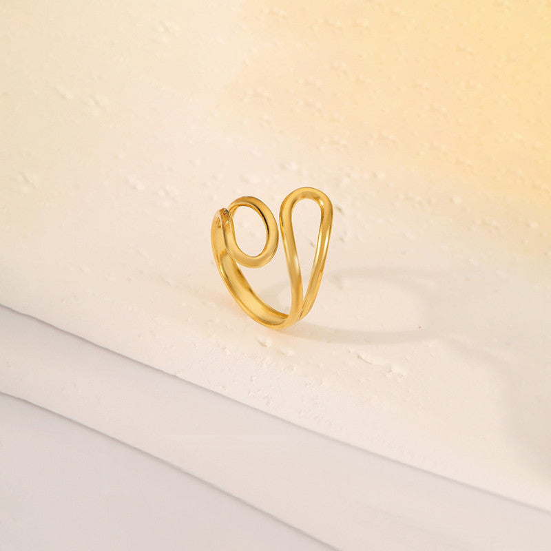 Gold Plated Anti Tarnish Stainless Steel Contemporary Adjustable Finger Ring