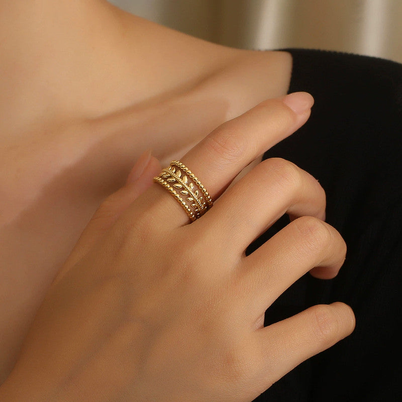 Gold-Plated Anti Tarnish Stainless Steel Contemporary Adjustable Ring