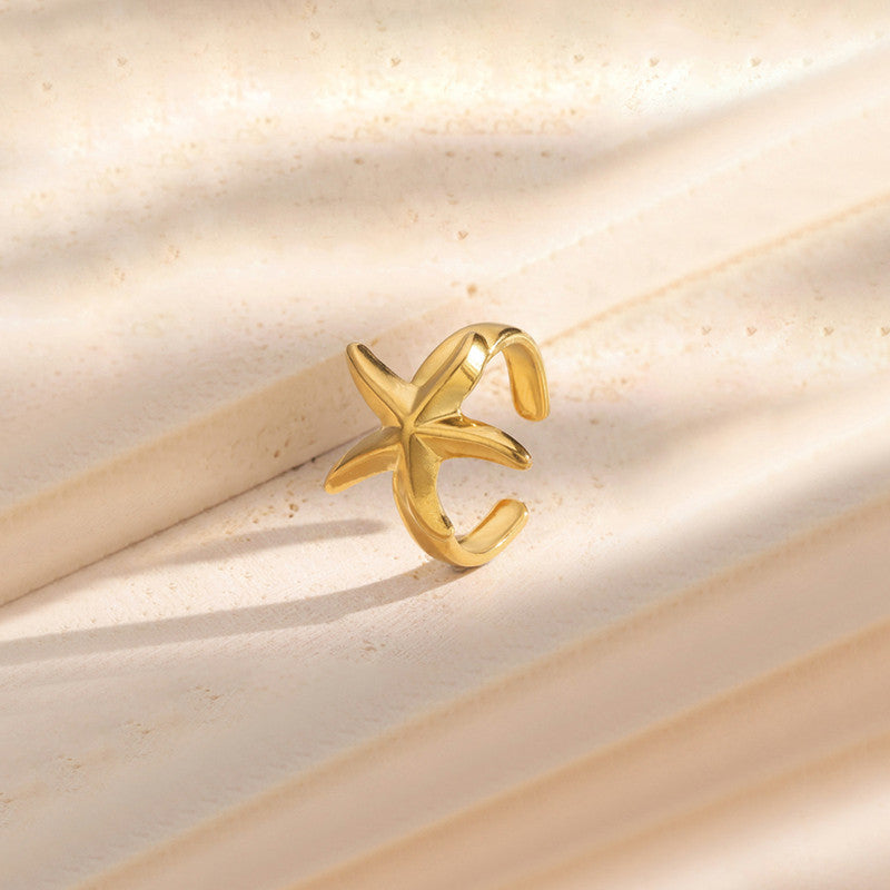 Gold-Plated Anti Tarnish Stainless Steel Star Themed Adjustable Ring