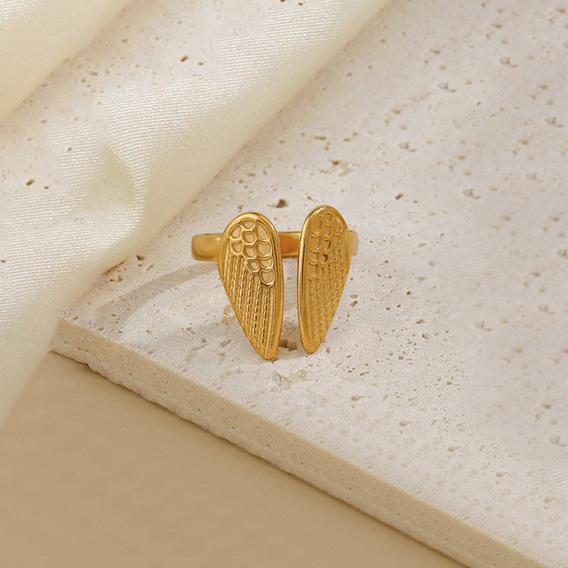 Gold-Plated Anti Tarnish Stainless Steel Wings of Hope Themed Adjustable Ring