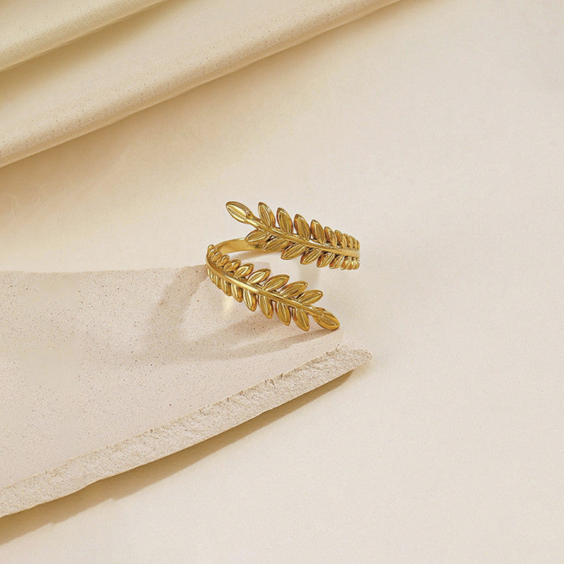 Gold-Plated Anti Tarnish Stainless Steel Contemporary Adjustable Ring
