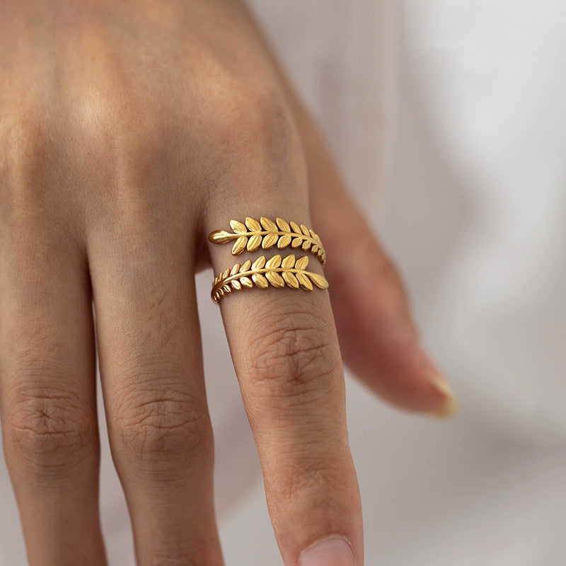 Gold-Plated Anti Tarnish Stainless Steel Contemporary Adjustable Ring