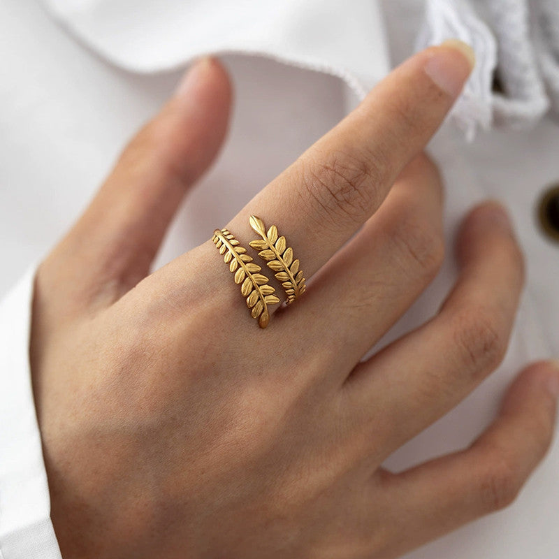 Gold-Plated Anti Tarnish Stainless Steel Contemporary Adjustable Ring