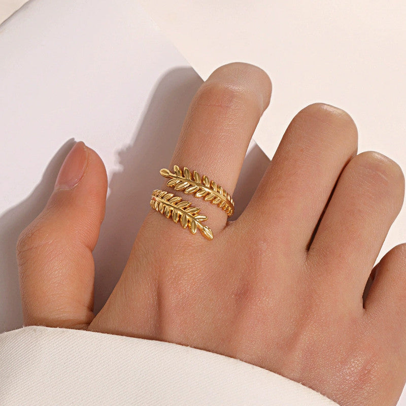 Gold-Plated Anti Tarnish Stainless Steel Contemporary Adjustable Ring