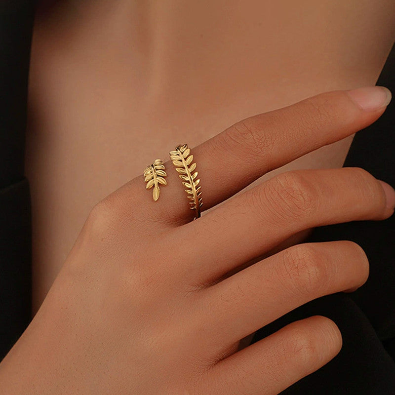 Gold-Plated Anti Tarnish Stainless Steel Contemporary Adjustable Ring