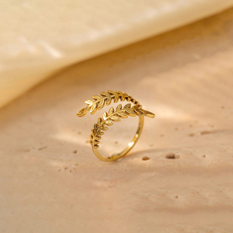 Gold-Plated Anti Tarnish Stainless Steel Contemporary Adjustable Ring