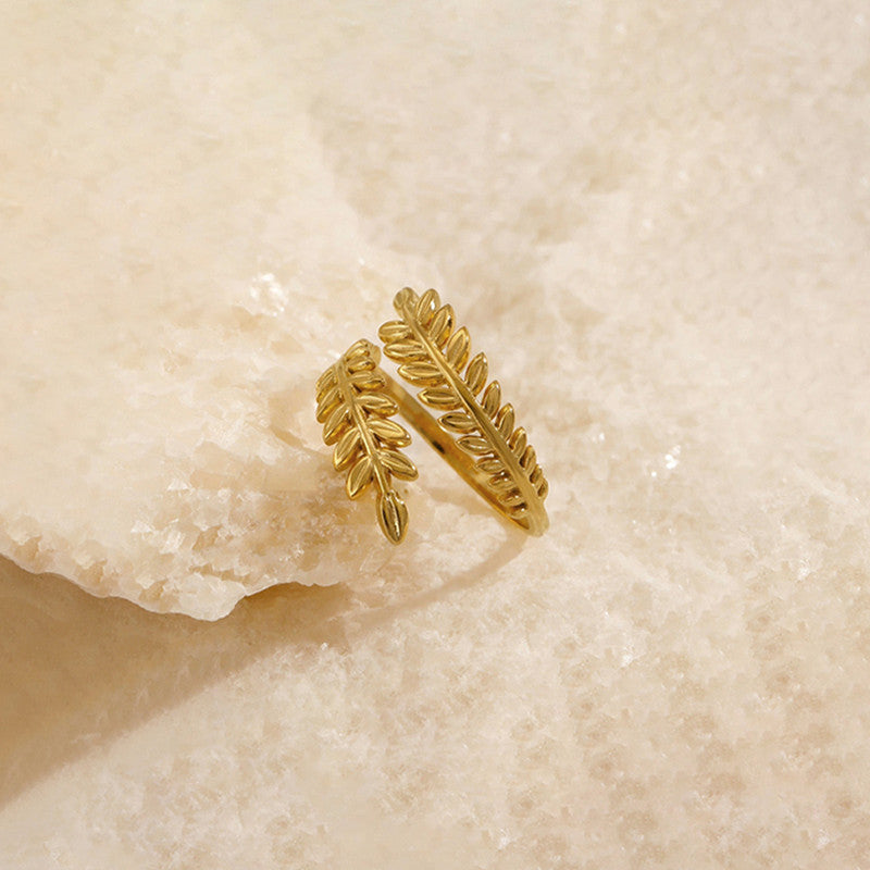 Gold-Plated Anti Tarnish Stainless Steel Contemporary Adjustable Ring