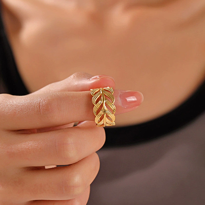 Gold-Plated Anti Tarnish Stainless Steel Contemporary Adjustable Ring