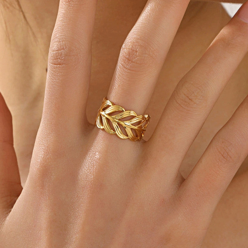 Gold-Plated Anti Tarnish Stainless Steel Contemporary Adjustable Ring