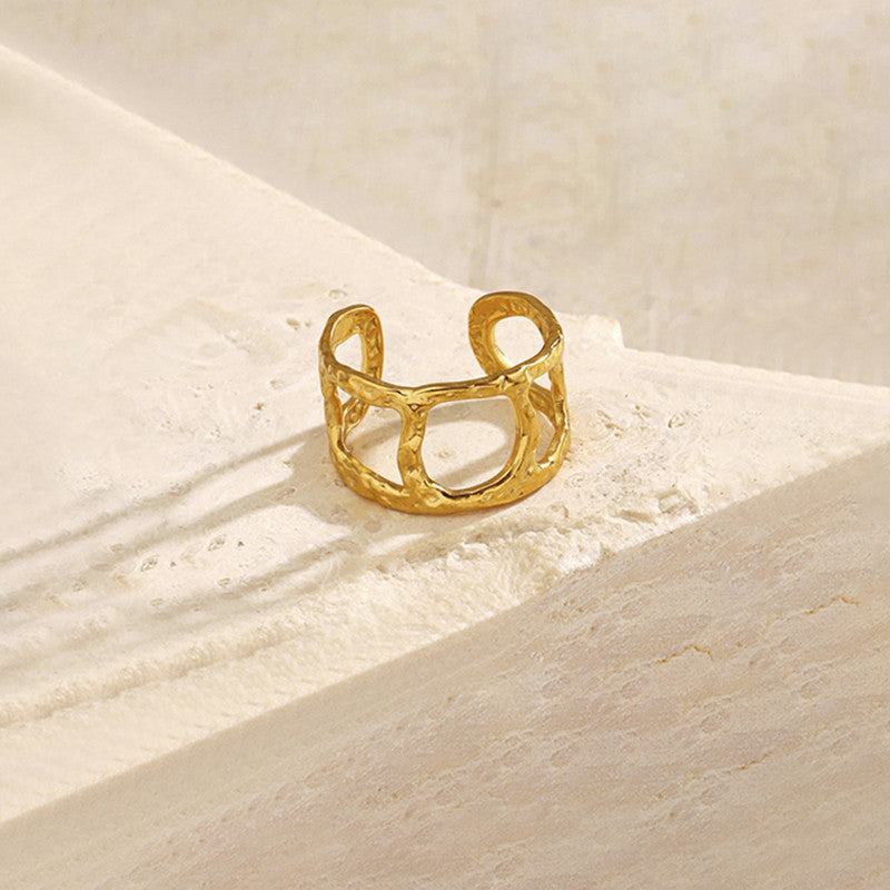 Gold-Plated Anti Tarnish Stainless Steel Contemporary Adjustable Ring