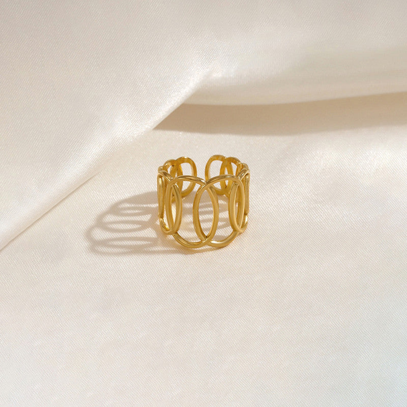 Gold-Plated Anti Tarnish Stainless Steel Endless Loops Adjustable Ring