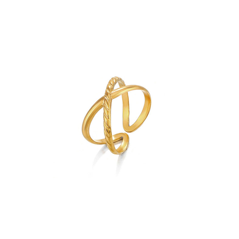 Gold-Plated Anti Tarnish Stainless Steel Cross Shaped Adjustable Ring