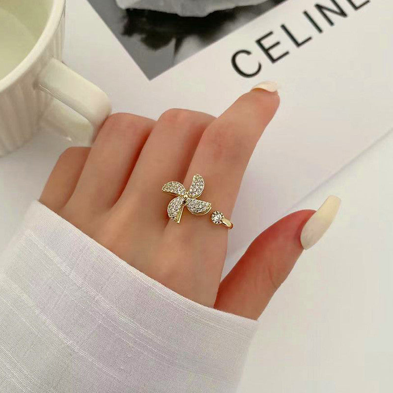 Gold Plated Contemporary Style Rotatable Adjustable Ring