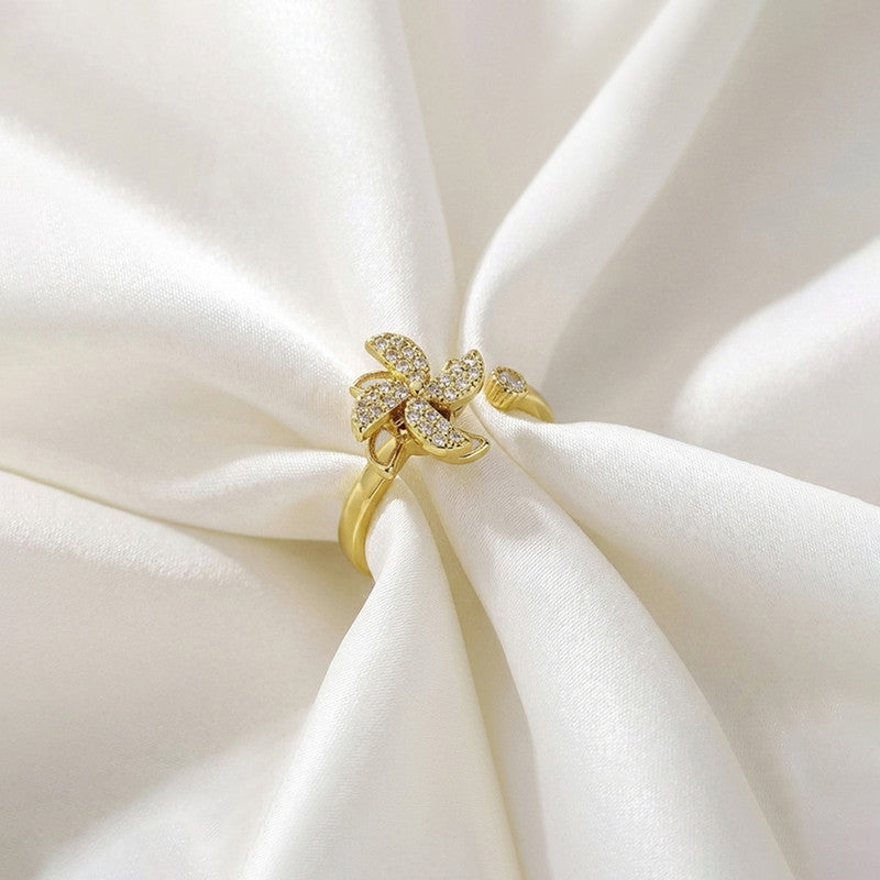 Gold Plated Contemporary Style Rotatable Adjustable Ring