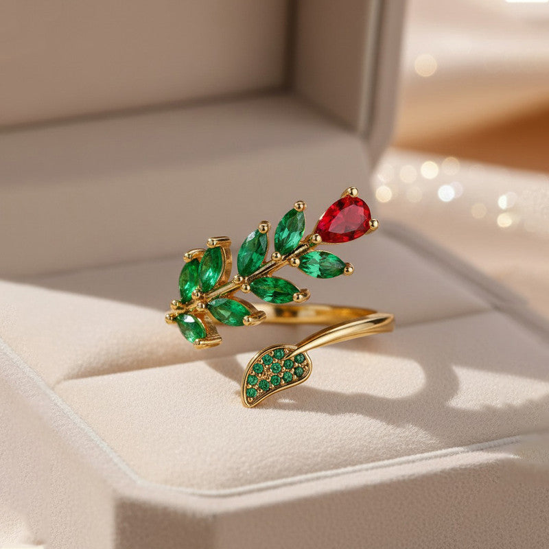 Gold-Plated Multicolor Contemporary Adjustable Ring