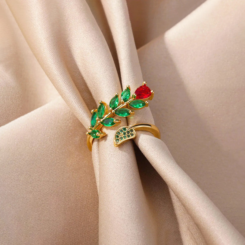Gold-Plated Multicolor Contemporary Adjustable Ring