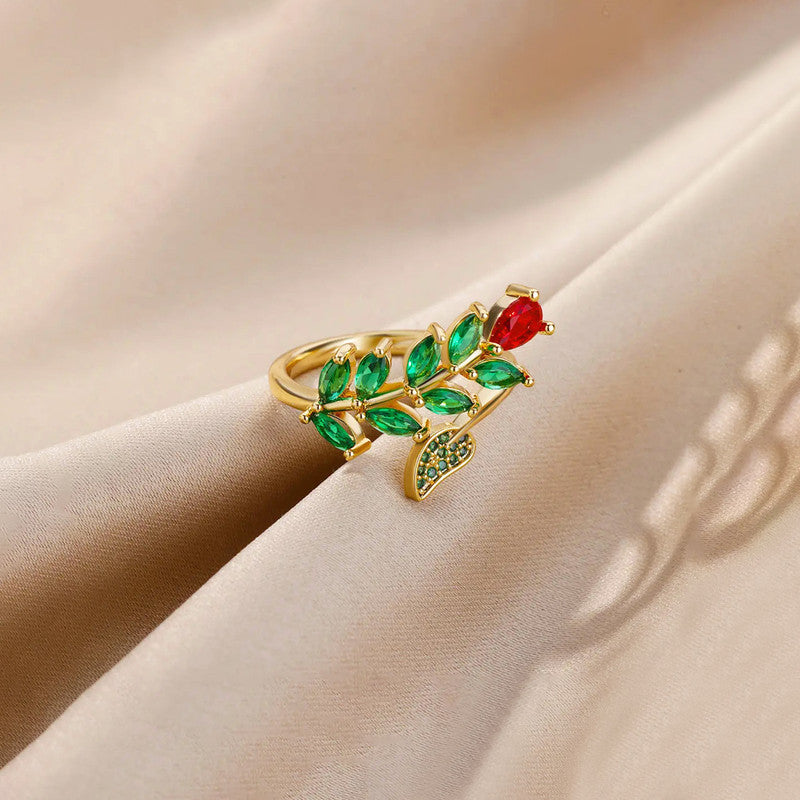 Gold-Plated Multicolor Contemporary Adjustable Ring