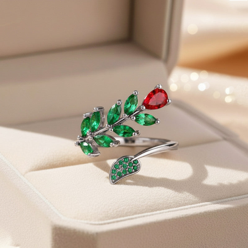 Silver-Plated Multicolor Contemporary Adjustable Ring