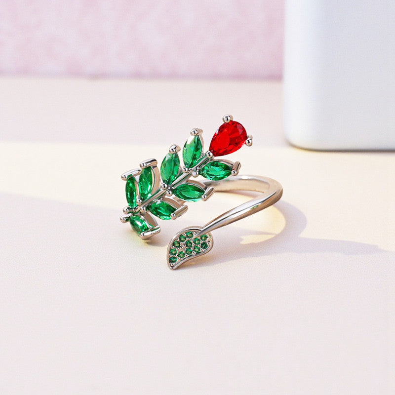 Silver-Plated Multicolor Contemporary Adjustable Ring