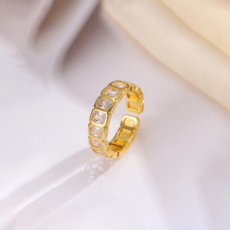 Gold-Plated White Square ADs Adjustable Ring