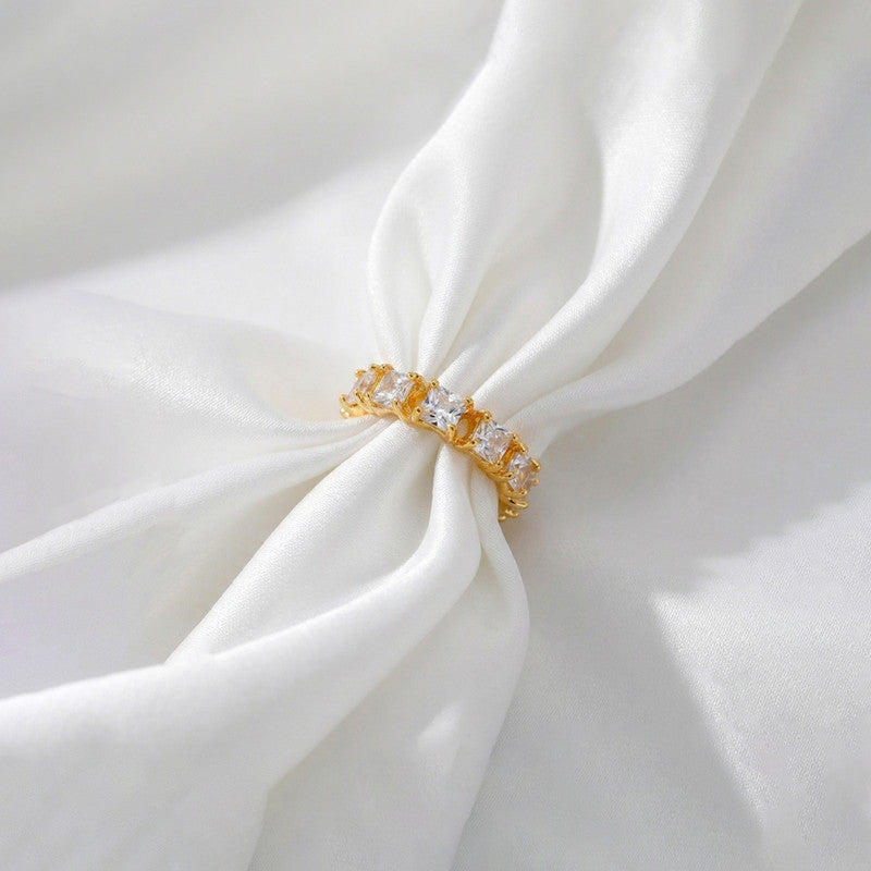 Gold-Plated White Square ADs Adjustable Ring