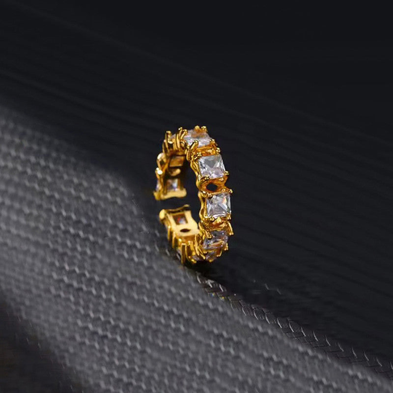 Gold-Plated White Square ADs Adjustable Ring