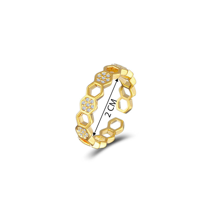 Gold-Plated Hexagonal Adjustable Ring