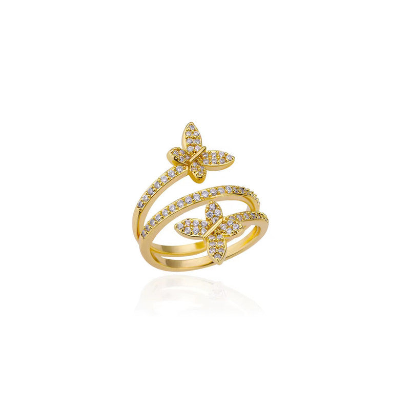 Gold Plated Butterfly Shaped Adjustable Ring