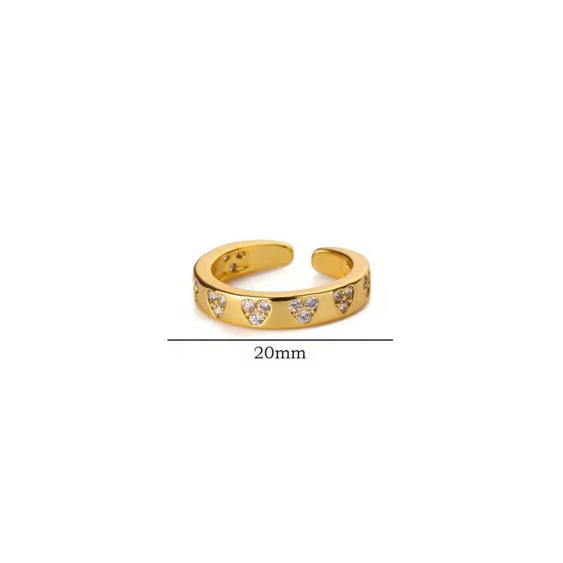 Gold-Plated Heart Themed Adjustable Ring