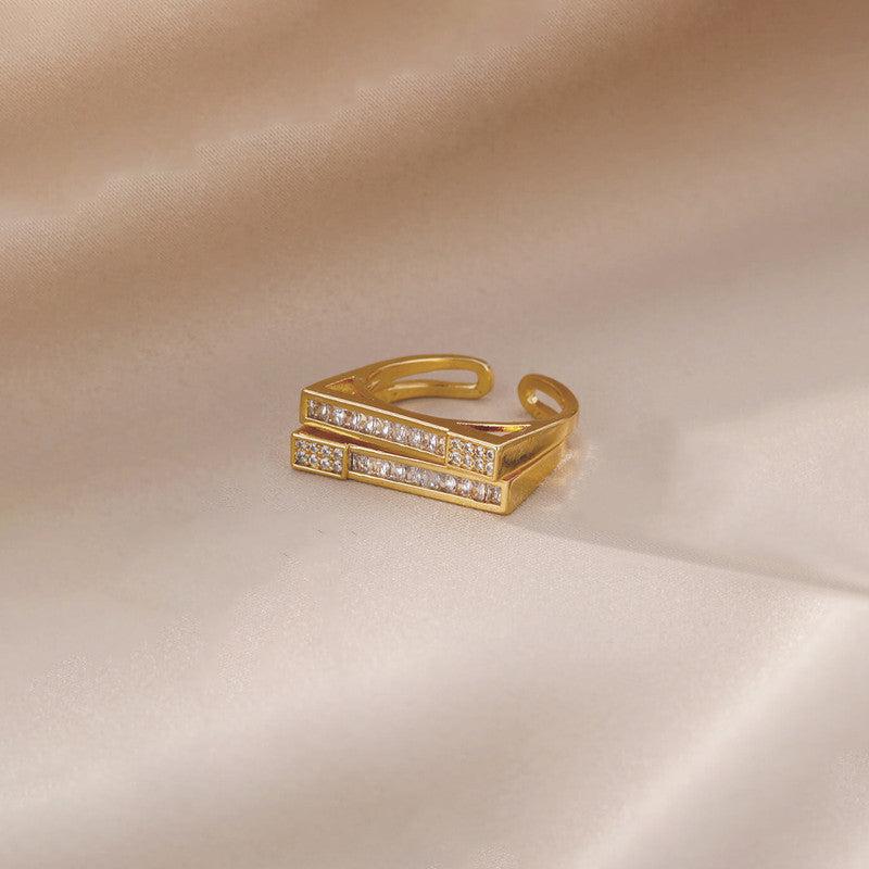 Gold Plated Contemporary Style Twin Adjustable Ring