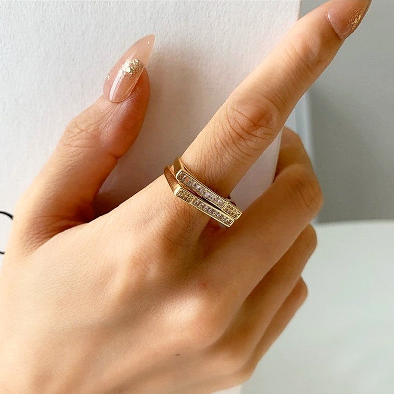 Gold Plated Contemporary Style Twin Adjustable Ring