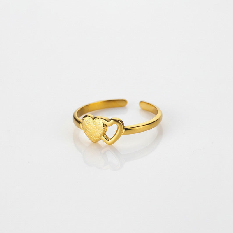Gold Plated Contemporary Style Heart Themed Adjustable Ring