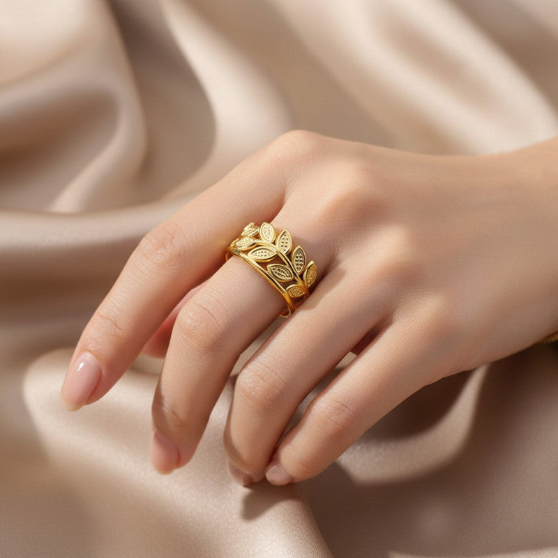 Gold Plated Contemporary Style Adjustable Ring
