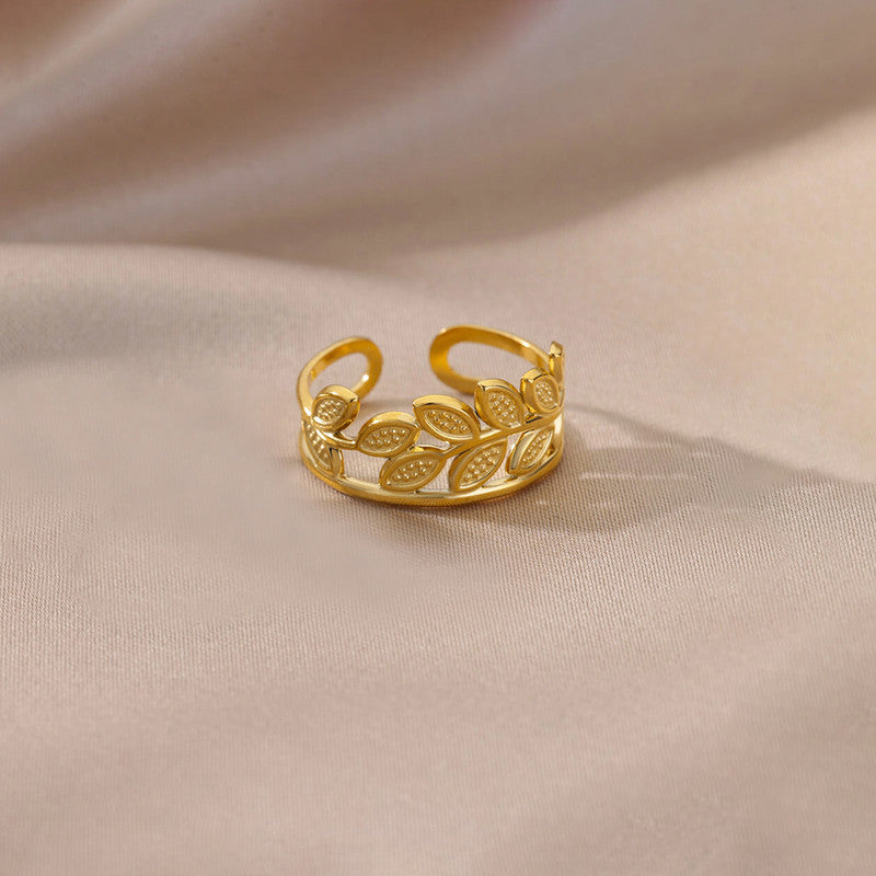 Gold Plated Contemporary Style Adjustable Ring