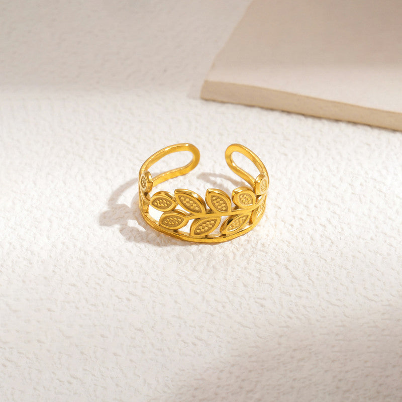 Gold Plated Contemporary Style Adjustable Ring