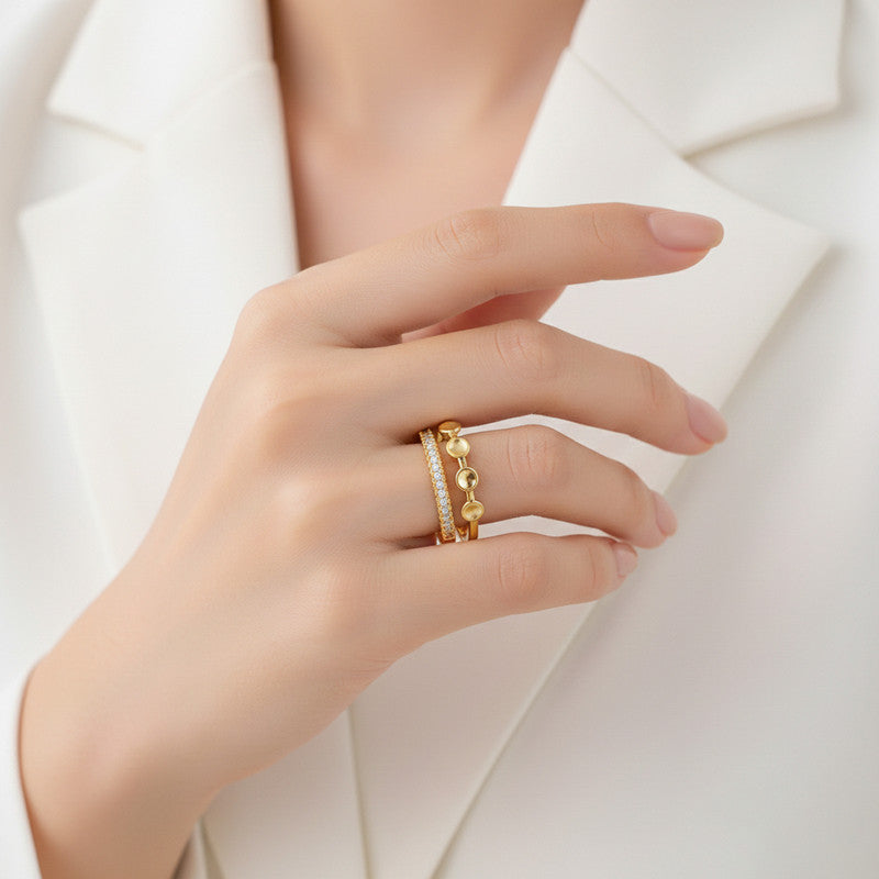 Gold Plated Contemporary Style Adjustable Ring