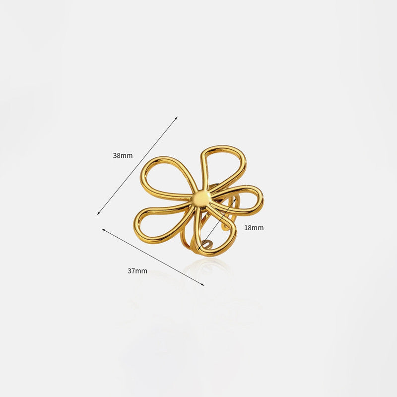 Gold Plated Floral Themed Adjustable Ring
