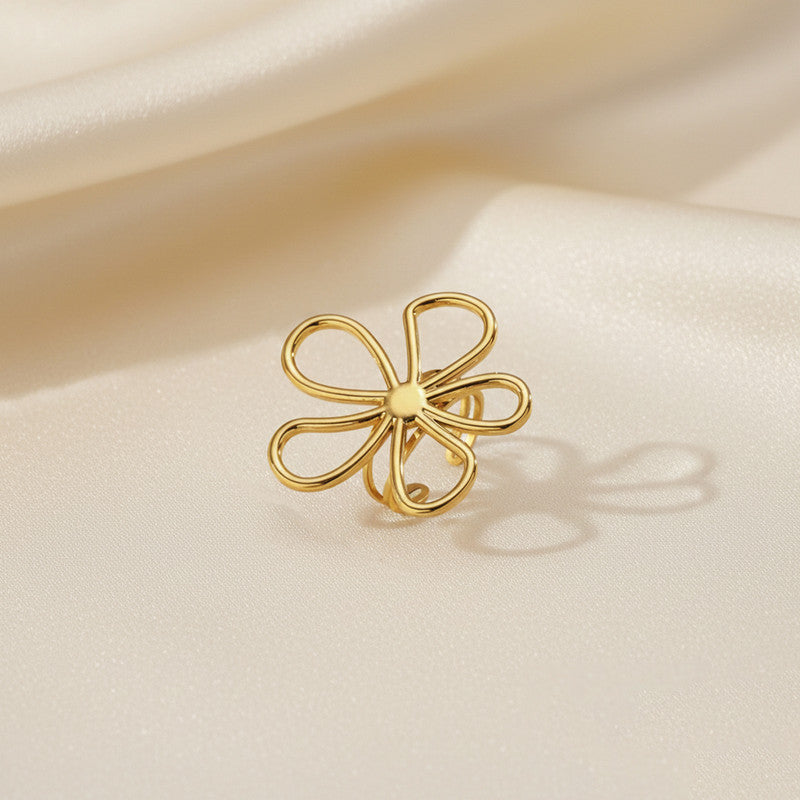 Gold Plated Floral Themed Adjustable Ring