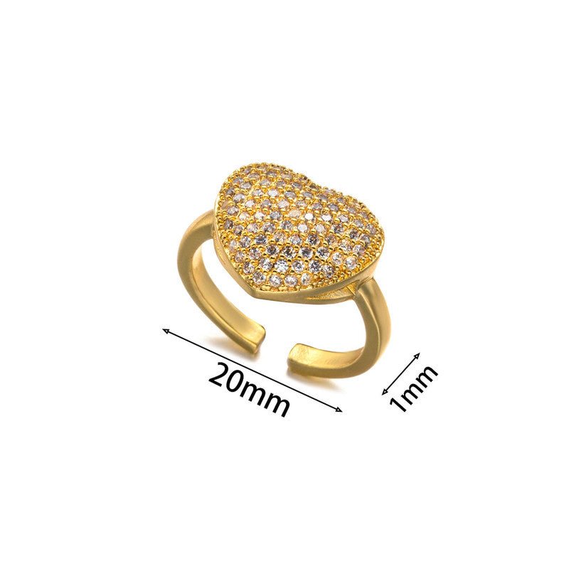 Gold Plated Heart Themed Adjustable Ring