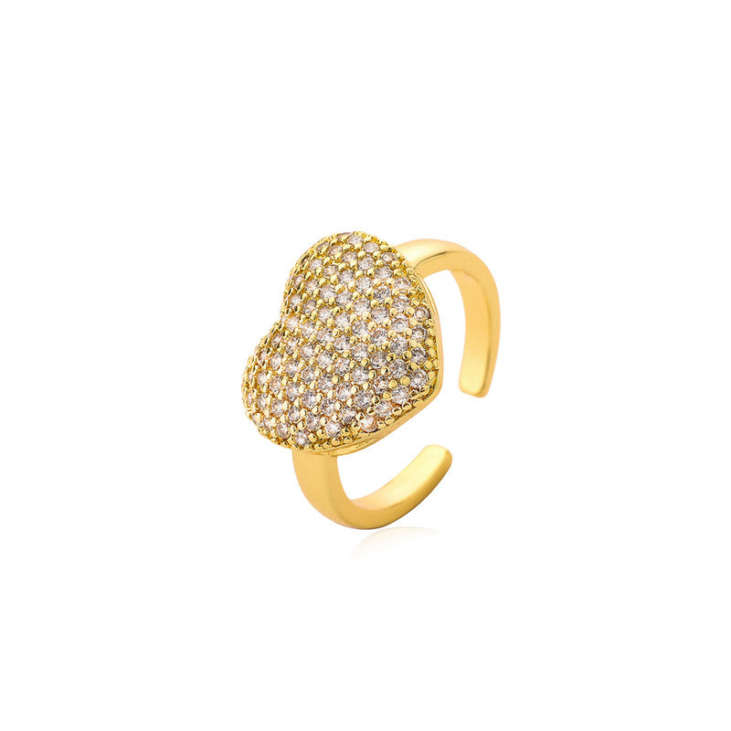 Gold Plated Heart Themed Adjustable Ring